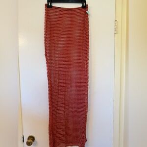 Elegant Red Mesh Skirt